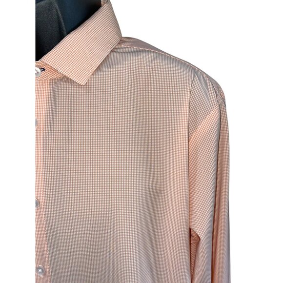 Mizzen+Main Leeward Collection Mens Orange Checkered Dress Shirt X-Large Trim Fi - Picture 3 of 11
